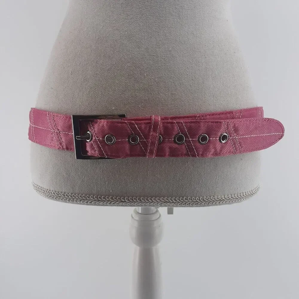 Puma Y2K Pink Quilted Belt Silver Tone Size 37